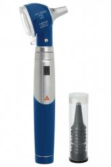 HEINE mini 3000 F.O. Otoskop LED-Beleuchtung 2,5 V Batteriegriff blau mit je 5 AllSpec Einweg-Tips Ø 2,5 und 4 mm