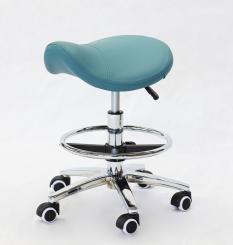 Sattel-Rollhocker Chrom-Fußkreuz mit Fußring dunkelgrün