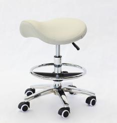 Sattel-Rollhocker Chrom-Fußkreuz mit Fußring grau