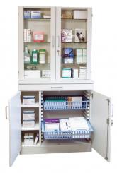 Medikamenten- und Verbandmittelschrank weiß mit Glastüren 