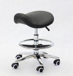 Sattel-Rollhocker Chrom-Fußkreuz mit Fußring schwarz