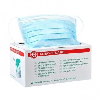 OP-Mundschutz mit Gummibändern blau von NOBAMED (50 Stck) 